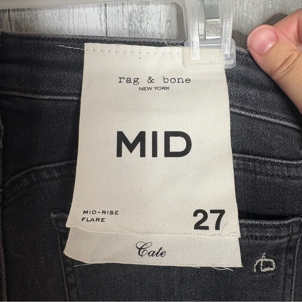 RAG & BONE Cate Mid Rise Flare Jeans NWT gray stripe women’s size 27 - Picture 5 of 9